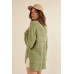 Striped Rib-knit Oversized Pocket Sweater