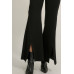 Solid Raw Edge Expose Seam Flare Pants