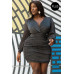 Glitter Mesh Shirring Side Plus Mini Dress