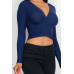 Ribbed Wrap Front Long Sleeve Top