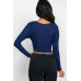 Ribbed Wrap Front Long Sleeve Top