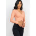 Ribbed Wrap Front Long Sleeve Top