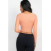 Ribbed Wrap Front Long Sleeve Top