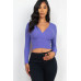 Ribbed Wrap Front Long Sleeve Top