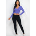 Ribbed Wrap Front Long Sleeve Top