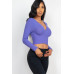 Ribbed Wrap Front Long Sleeve Top