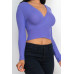 Ribbed Wrap Front Long Sleeve Top