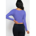 Ribbed Wrap Front Long Sleeve Top