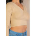 Ribbed Wrap Front Long Sleeve Top
