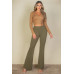 Ribbed Wrap Front Long Sleeve Top