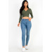 Ribbed Wrap Front Long Sleeve Top