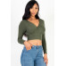 Ribbed Wrap Front Long Sleeve Top