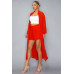 Chiffon Button Down Long Sleeve Side Slit Long Top With Short Set