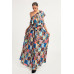 Printed Ruffle Top And Pleated Skirt Set