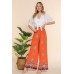 Wide Leg Border Print Woven Pants