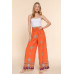 Wide Leg Border Print Woven Pants