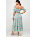 Floral Off Shoulder Sleeve Back Tie Top Skirt Set
