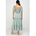 Floral Off Shoulder Sleeve Back Tie Top Skirt Set