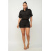 Front Button Down Side Pockets Top And Shorts Set
