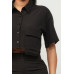 Front Button Down Side Pockets Top And Shorts Set