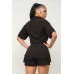 Front Button Down Side Pockets Top And Shorts Set