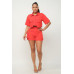 Front Button Down Side Pockets Top And Shorts Set