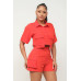 Front Button Down Side Pockets Top And Shorts Set
