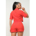 Front Button Down Side Pockets Top And Shorts Set