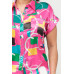 Satin Dolman Print Button Down Top And Shorts Set