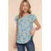 Short Tulip Slv Floral Print Woven Top