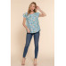 Short Tulip Slv Floral Print Woven Top
