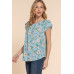 Short Tulip Slv Floral Print Woven Top