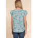 Short Tulip Slv Floral Print Woven Top