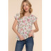 Short Tulip Slv Floral Print Woven Top