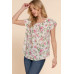 Short Tulip Slv Floral Print Woven Top