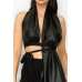 Faux Leather Top Pants Set