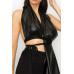 Faux Leather Top Pants Set