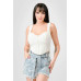 Crinkle Stretch Knit Sweetheart Hooked Bustier Cropped Top