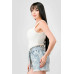 Crinkle Stretch Knit Sweetheart Hooked Bustier Cropped Top