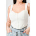Crinkle Stretch Knit Sweetheart Hooked Bustier Cropped Top