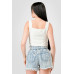 Crinkle Stretch Knit Sweetheart Hooked Bustier Cropped Top