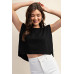 Sleeveless Crop Top With Shoulder Pads