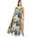 Plus Tropical Leaf Print Surplice Maxi Dress