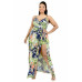 Plus Tropical Leaf Print Surplice Maxi Dress
