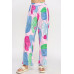 Printed Wide Leg Pant With Elastic Back