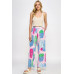 Printed Wide Leg Pant With Elastic Back