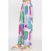 Printed Wide Leg Pant With Elastic Back