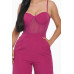 Mesh Insert Cup Wide Leg Jumpsuit