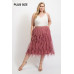 Ruffled Tulle Midi Skirt With Elastic Waist Band