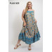 Floral And Aztec Print Drop Down Maxi Dress With Spaghetti Strap